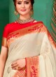 Simple Off-White Color Banarasi Silk Saree
